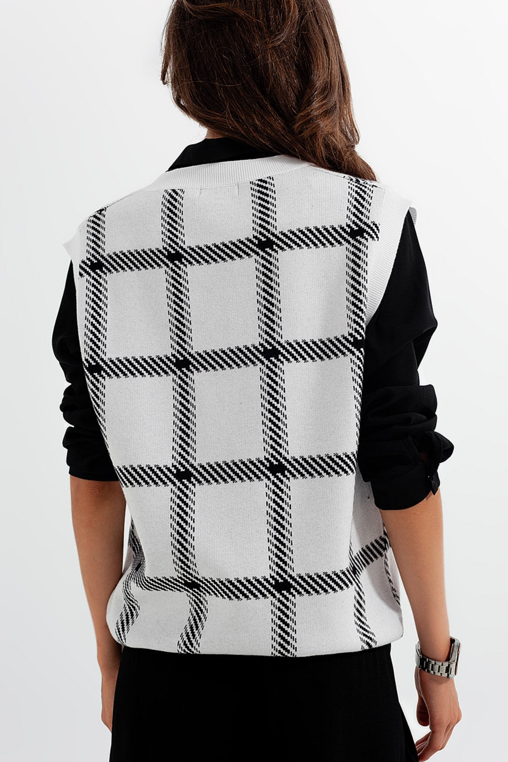 Gebreid Vest met Groot Ruitpatroon