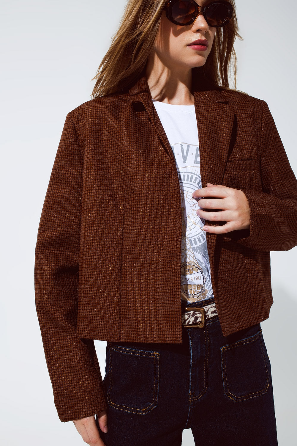 Bruine Oversized Cropped blazer