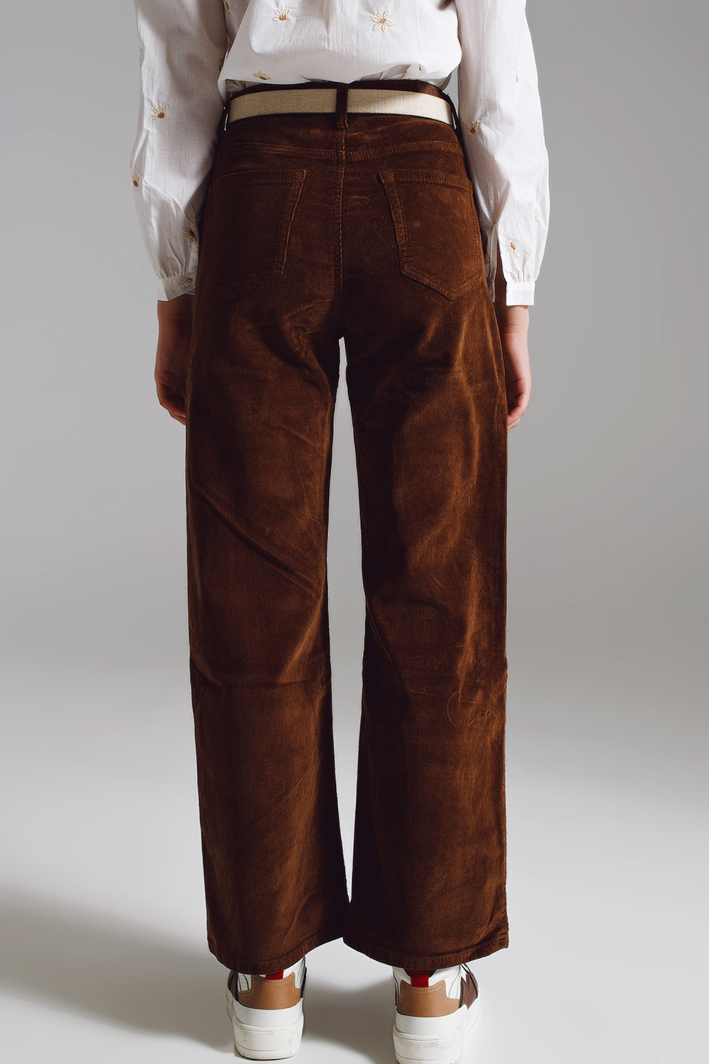 Trendy Cropped Ribbroek in Bruin