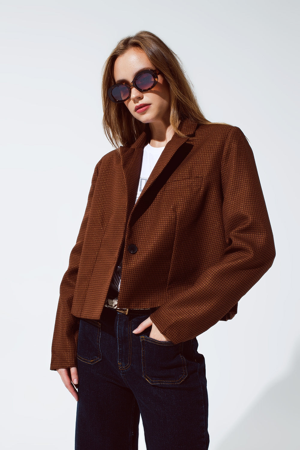 Bruine Oversized Cropped blazer