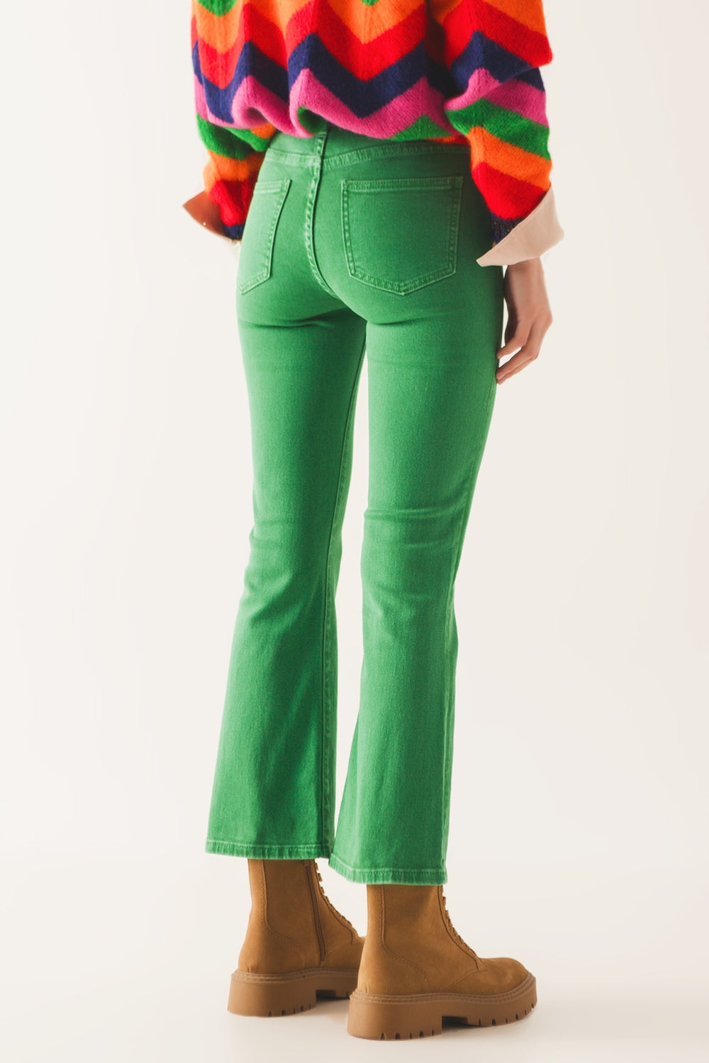 Groene High Waist Flare Jeans