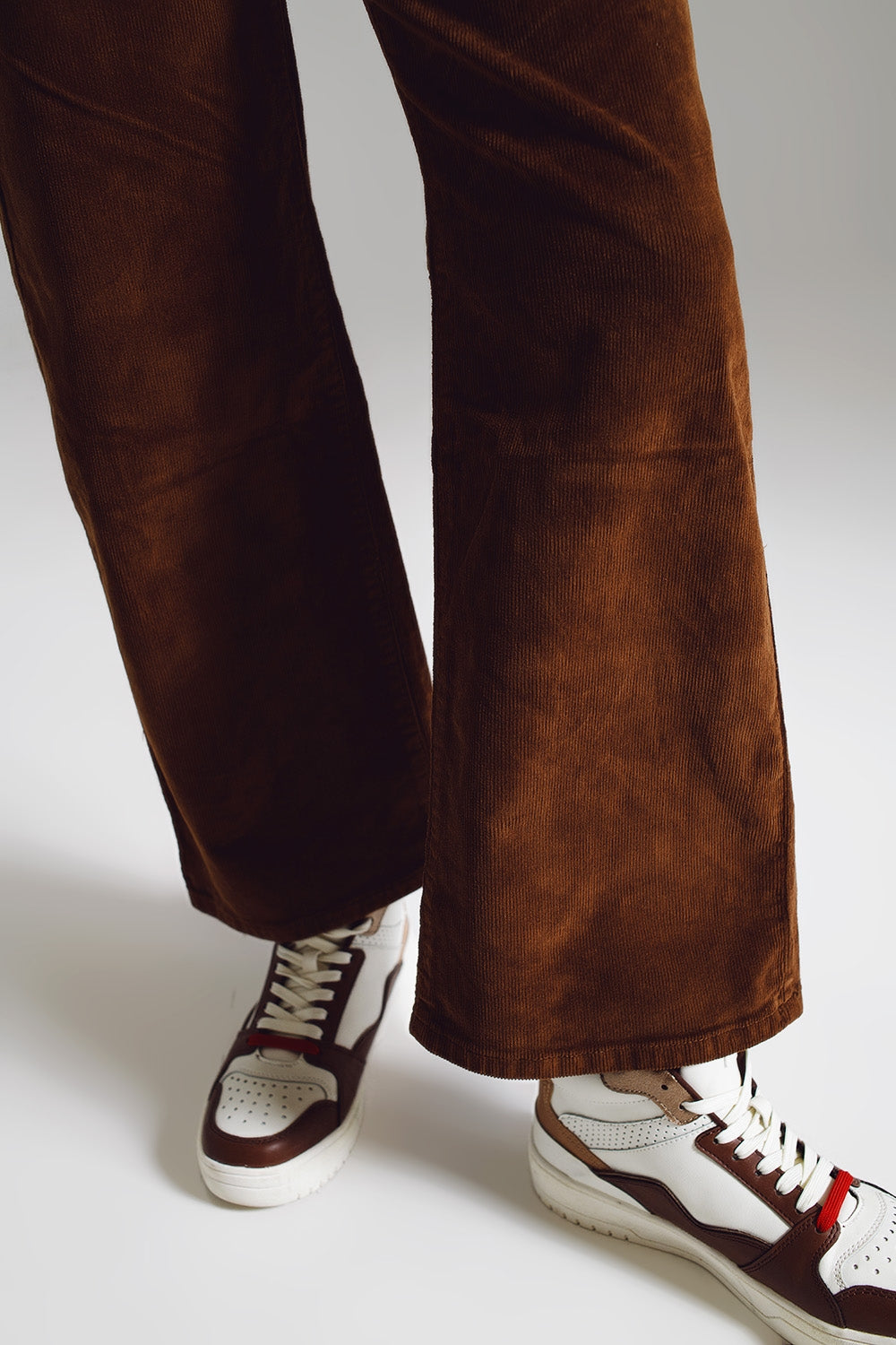 Trendy Cropped Ribbroek in Bruin