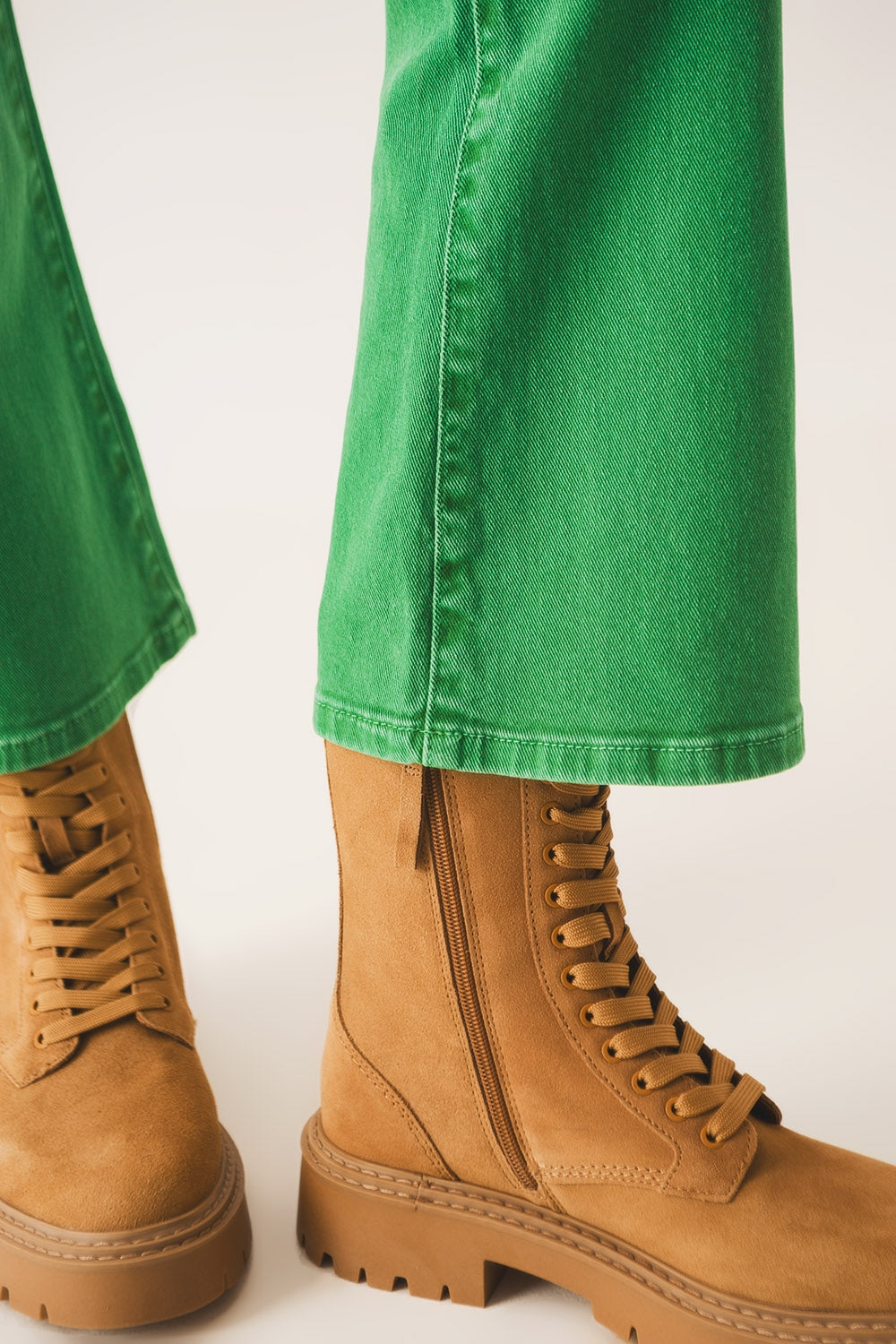 Groene High Waist Flare Jeans