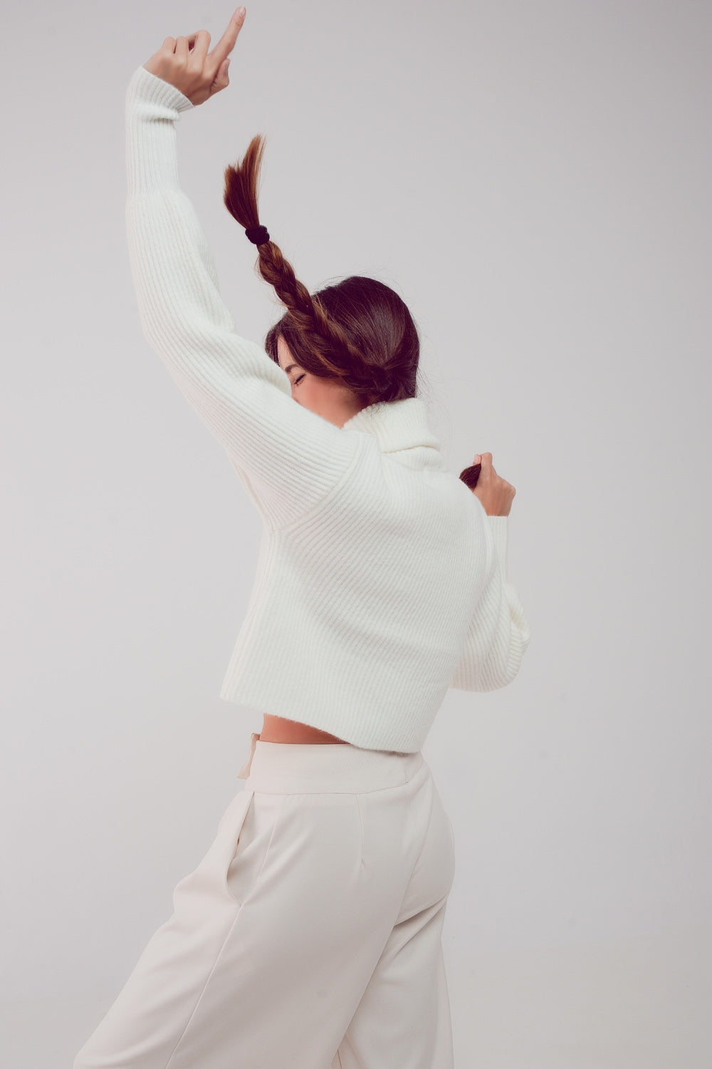 Creme Kleurige High Neck Trui – Stijlvolle en Comfortabele Trui