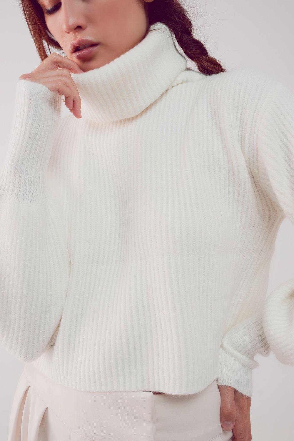 Creme Kleurige High Neck Trui – Stijlvolle en Comfortabele Trui